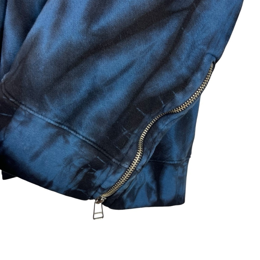 SUNDRY EVEREVE Black & Blue Tie Dye Crewneck Fleece Sweatshirt with zippers - Picture 7 of 7